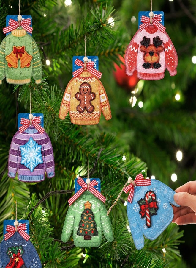 Threehoney 10 Pcs Christmas Gift Card Holder 3D Wooden Ugly Sweater Money Holders Hanging Ornament Winter Sweater Money and Gift Card Sleeves Christmas Holders for Xmas Party Winter Holiday Decor - Image 4
